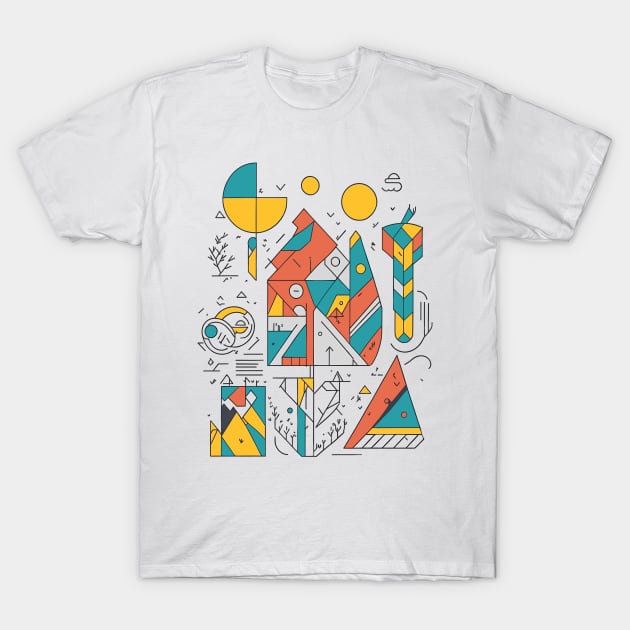 Bohemian Style Geometric Shapes - Colorful Boho T-Shirt by ElMass